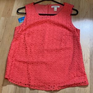 Coral sleeveless blouse